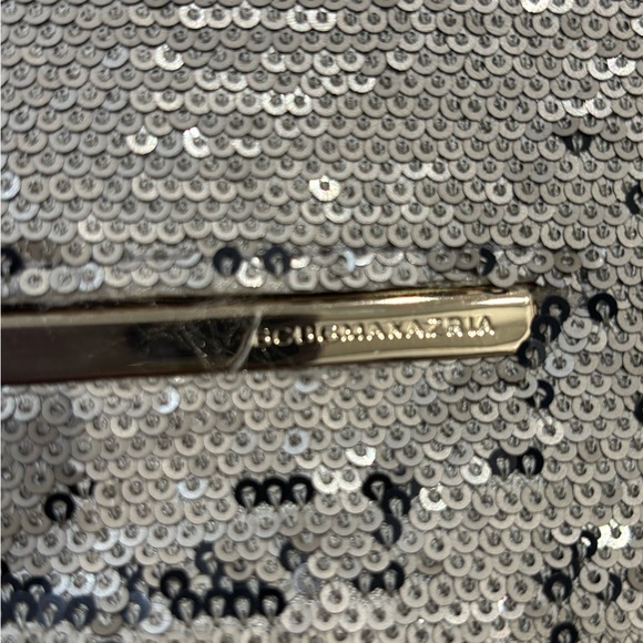 BCBGMAXAZRIA Sequin Envelope Clutch Formal Evening Bag Purse Silver - Picture 4 of 7